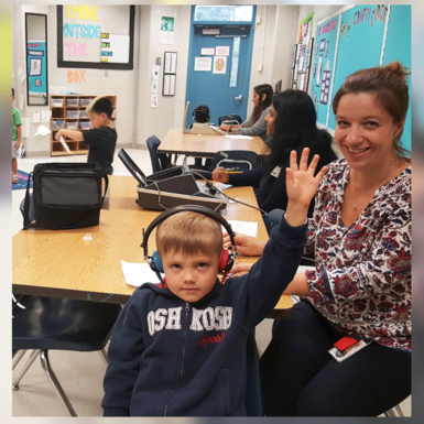 photo of School Health Aide Giving student hearing test