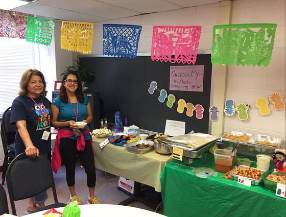 Cardinal Forest ES staffers Daviana Greenberg Kye (ESOL teacher, right) and Horthensia Herencia (Public Health Training Assistant, left) 
