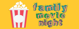 Movie Night poster with popcorn graphic