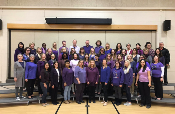 Vienna ES staff wear purple for Inclusive Schools Week