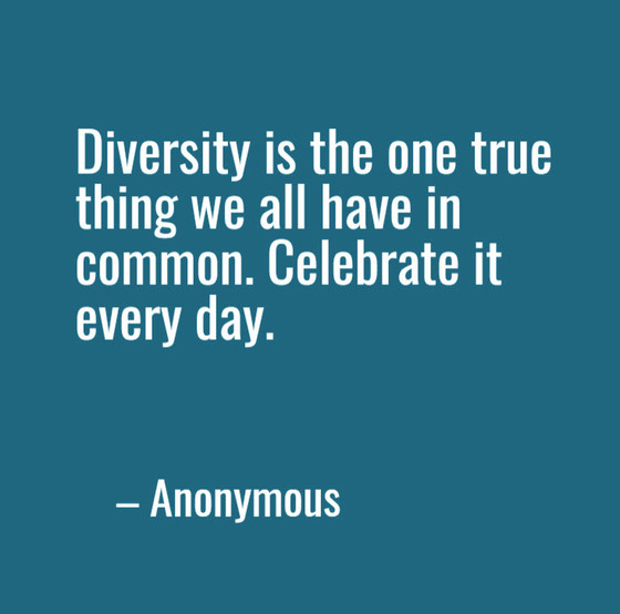 Quote: Diversity is the one true thing we all have in common. Celebrate it every day. - Anonymous