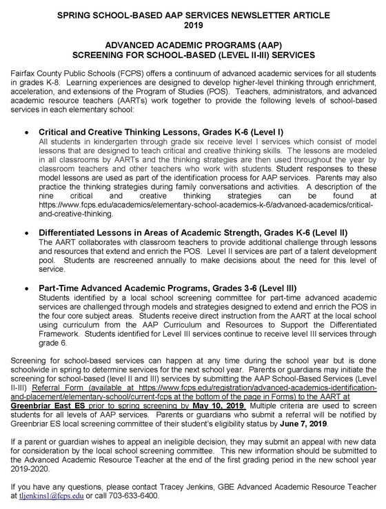 Spring AAP Newsletter