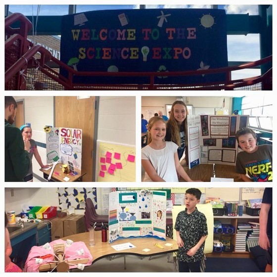 A collage showing students and their projects at the Clermont Science Expo this week. 