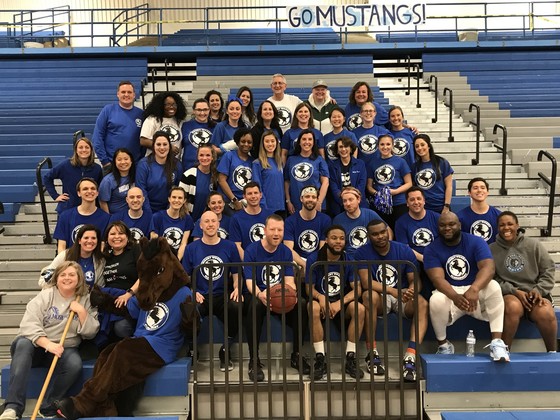 Staff at basketball game