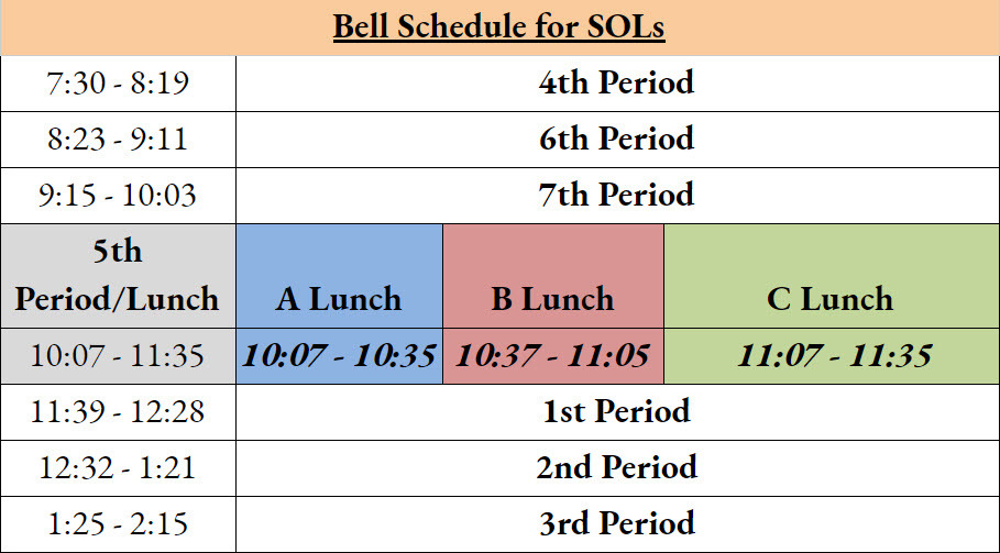 sol schedule