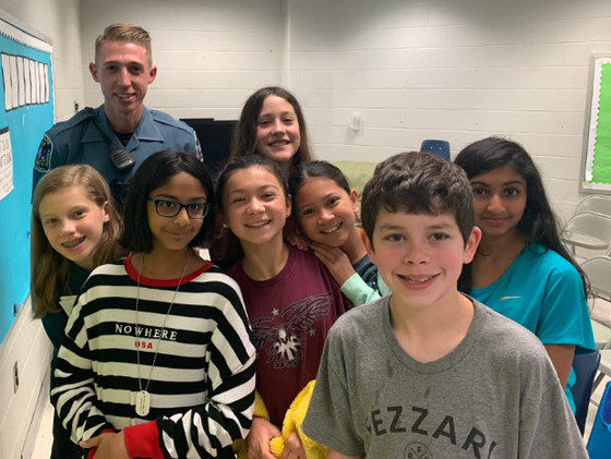 Officer Nunley with Sixth Grade Students