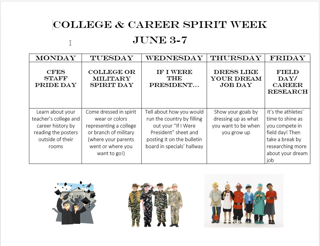 Career Spriit Week Calendar