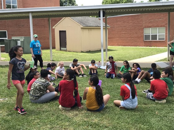 Photo of students playing a game during Field Day