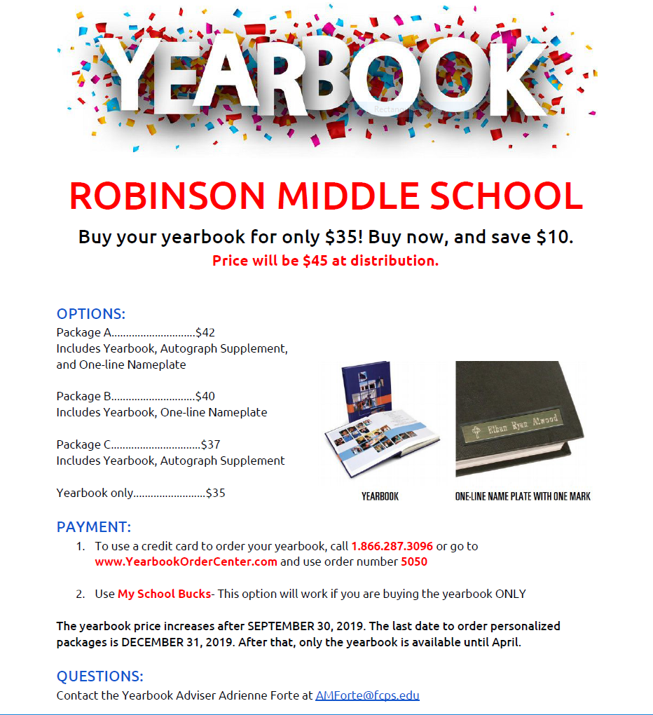 MS Yearbook Order form