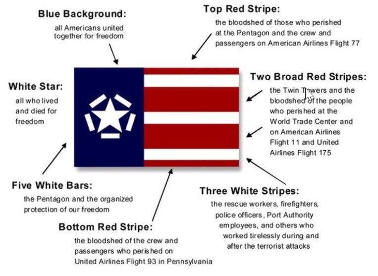 A picture of the freedom flag with details about its design and meaning. 