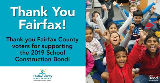 Thank you Fairfax County voters for supporting the 2019 school construction bond!