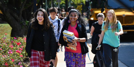 students walking