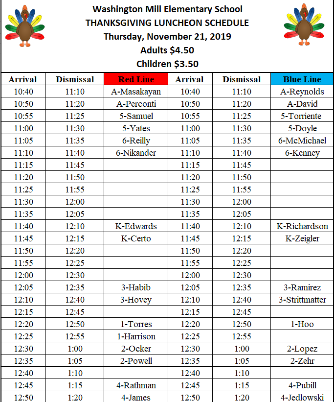 Thanksgiving Luncheon Reminder Thursday, Nov. 21st