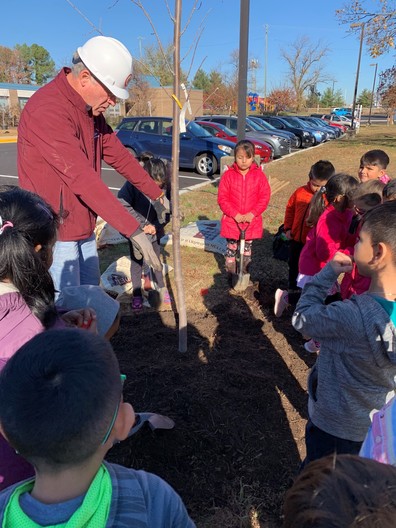 Forestdale first graders planted trees on campus!