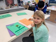 students working in art