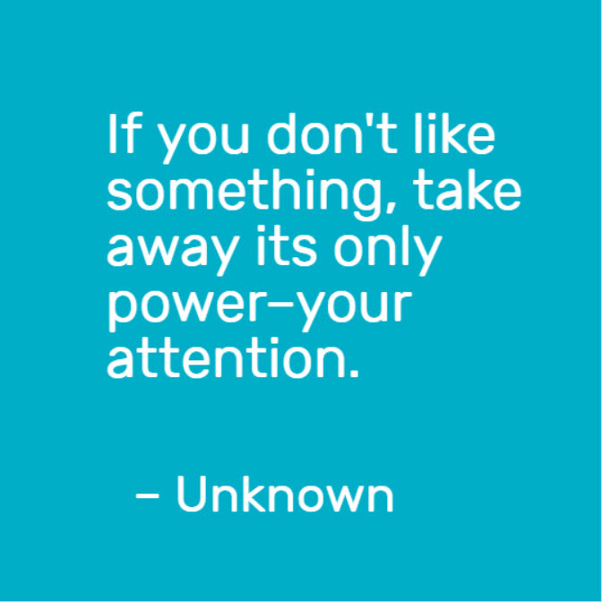 If you don't like something, take away its only power–your attention. 