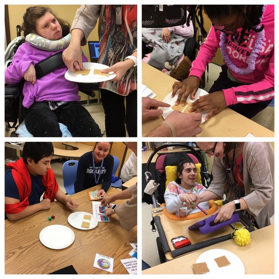 Photos of students participating in plate tectonics activity