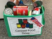 Canned goods collected by students