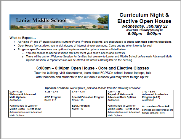 Curriculum Night