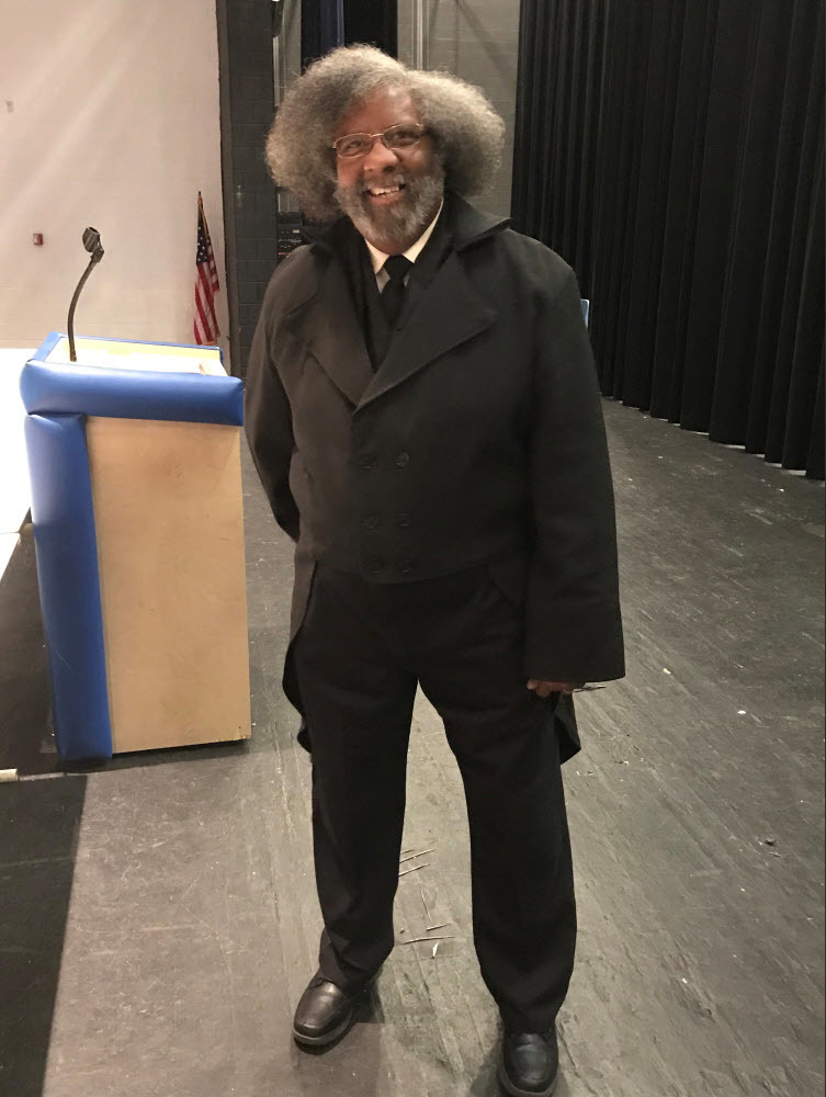 West Potomac HS Teacher Franklin Holland dressed as Frederick Douglass