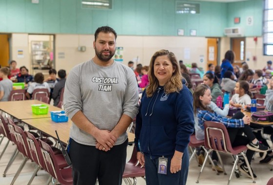 Custodians in the cafeteria at West Springfield ES