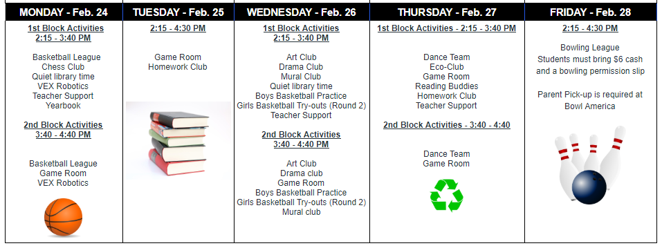 Schedule for February 23-28