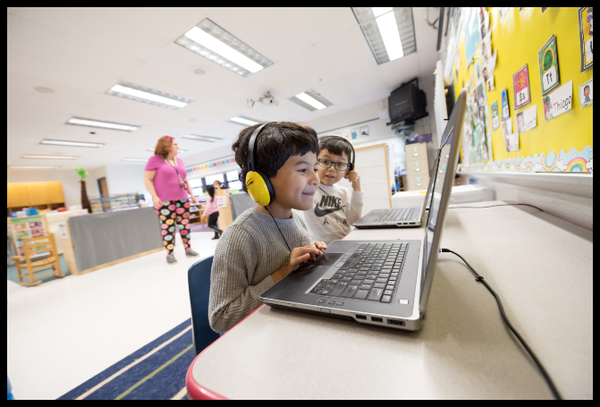 Students working on the computer