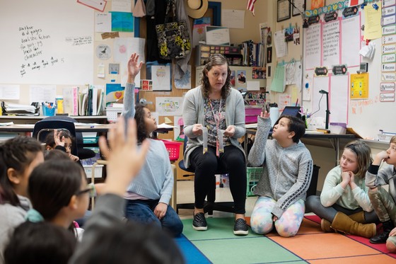 Fourth grade classroom during a class meeting.
