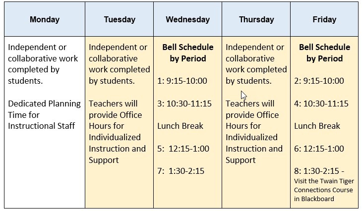 Distance Learning Schedule