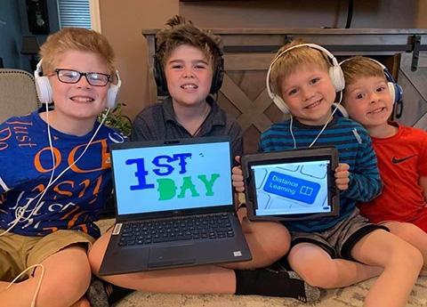 Students on first day of digital learning