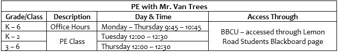 Van Trees PE schedule