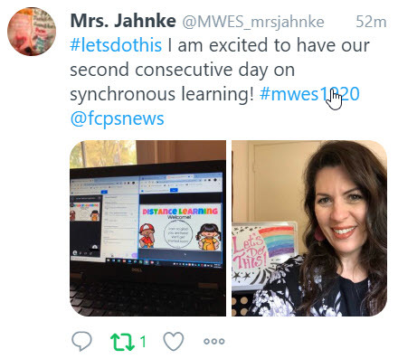 Teacher Tweet about virtual learning