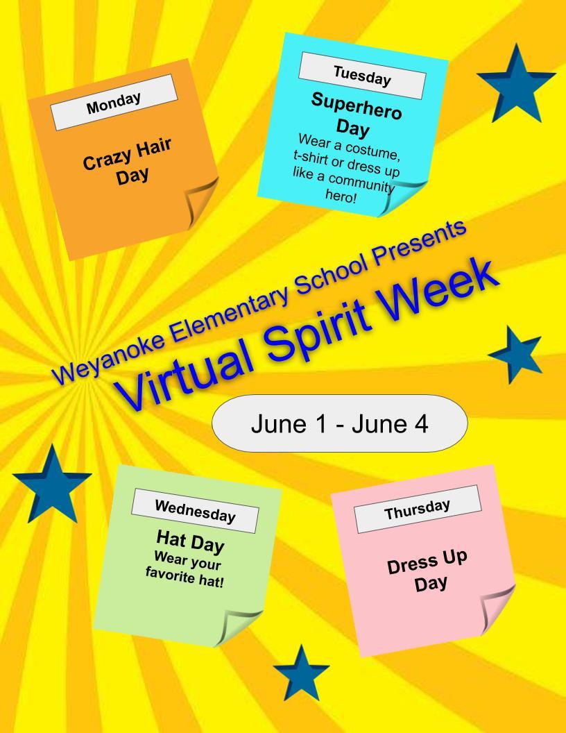 Virtual Spirit Week details