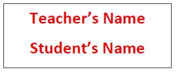 Teacher Student Name
