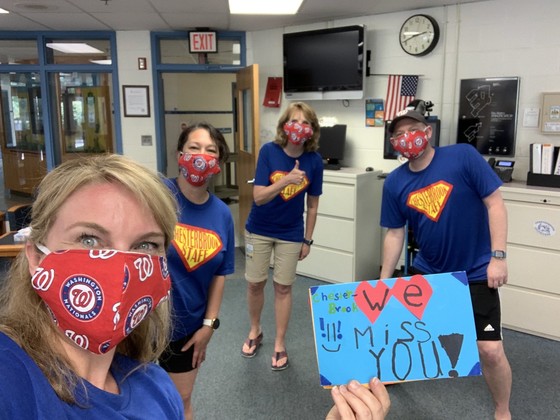 A Chesterbrook ES family surprised administrators and staff with Washington Nationals face masks and a sweet handmade card. 