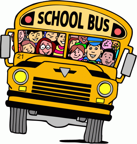 yellow school bus with lots of kids inside clip art