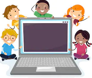 kids around a laptop