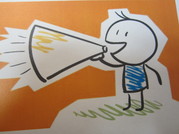 Cartoon picture of person with megaphone