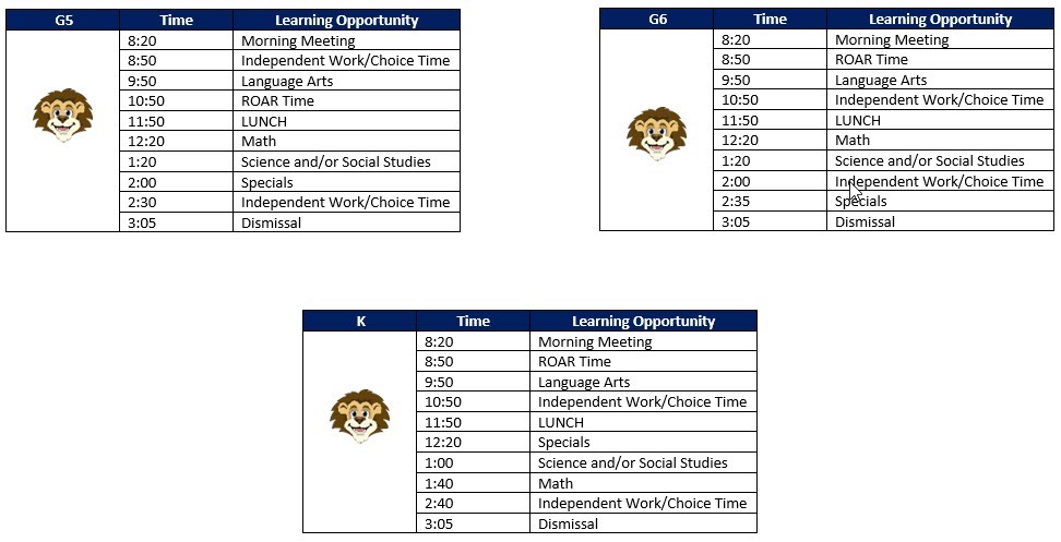Grade Level Schedules 