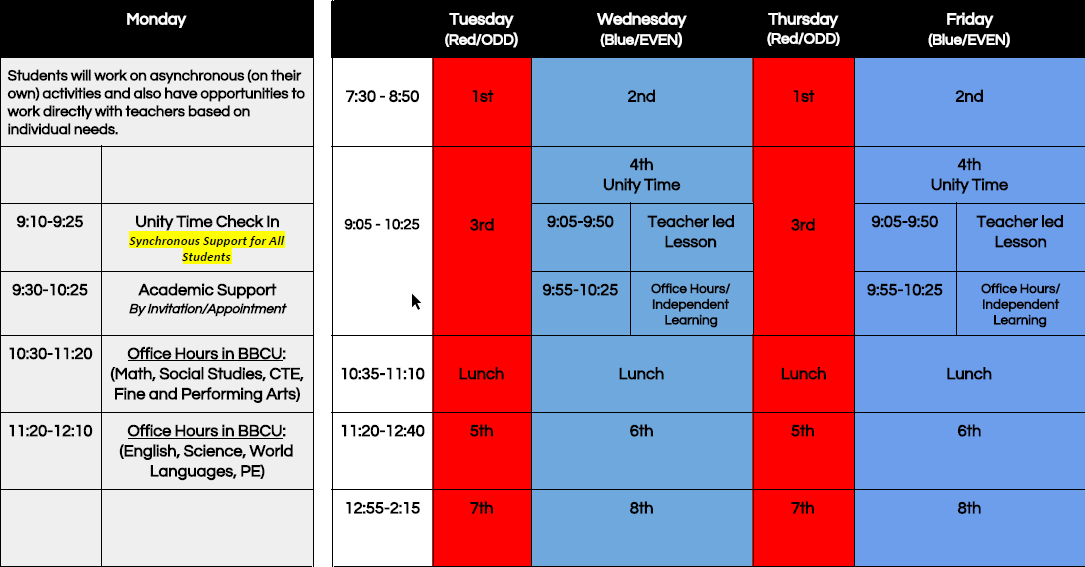 LMS Bell Schedule 2020-2021
