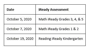 iReady schedule