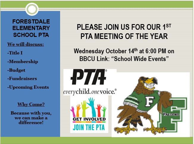 PTA Meeting October 14