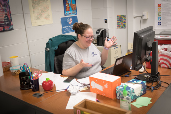 Ms. Wright teaching math