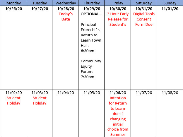 calendar of events