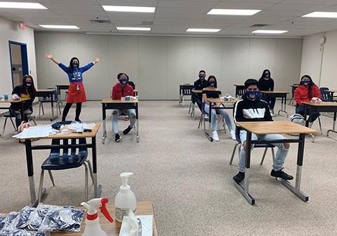 Students and teacher.