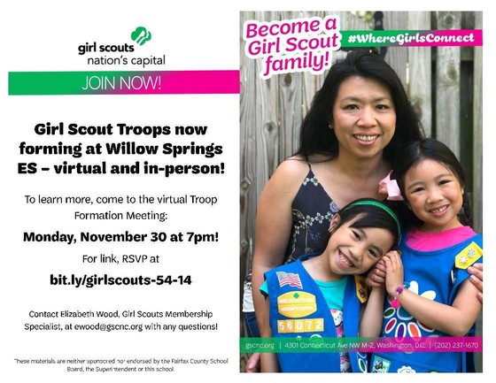Girl Scout Flyer for WSES