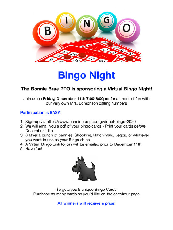 PTO Bingo night fyer