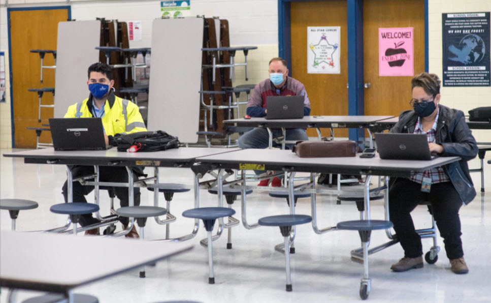 Safety Team members sitting at tables at Frost MS