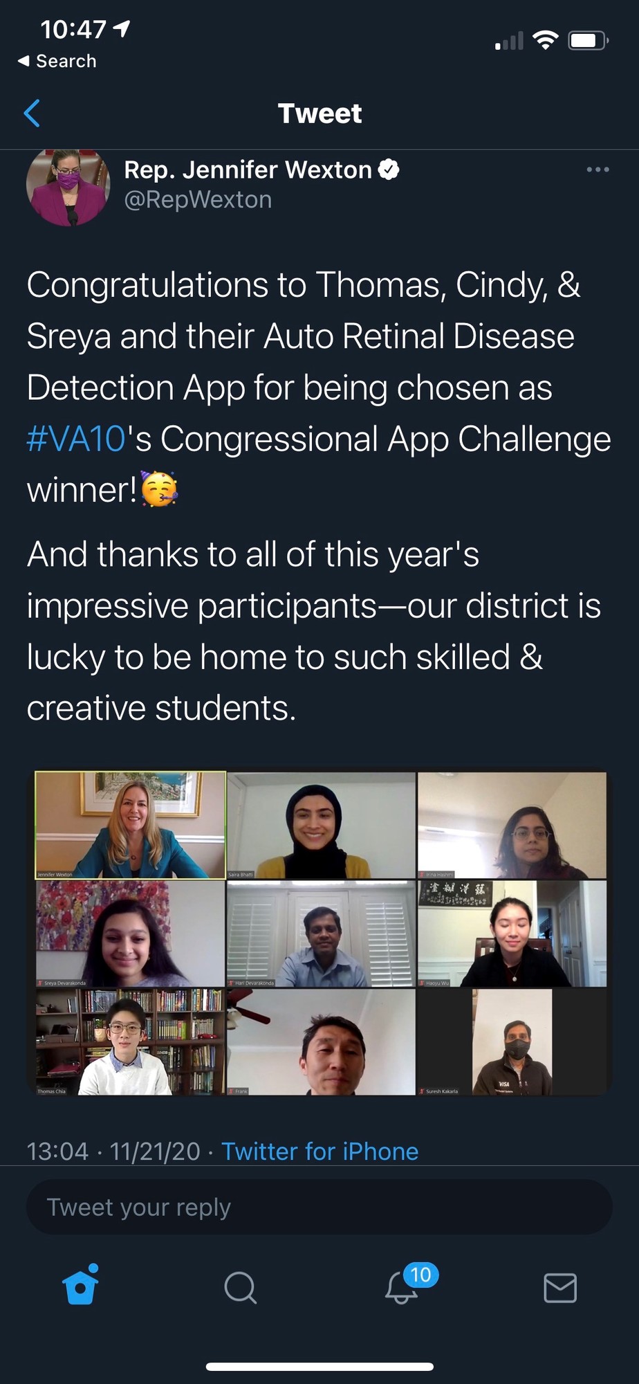 App Challenge Tweet
