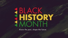 Black History Month in red yellow and green color on black background